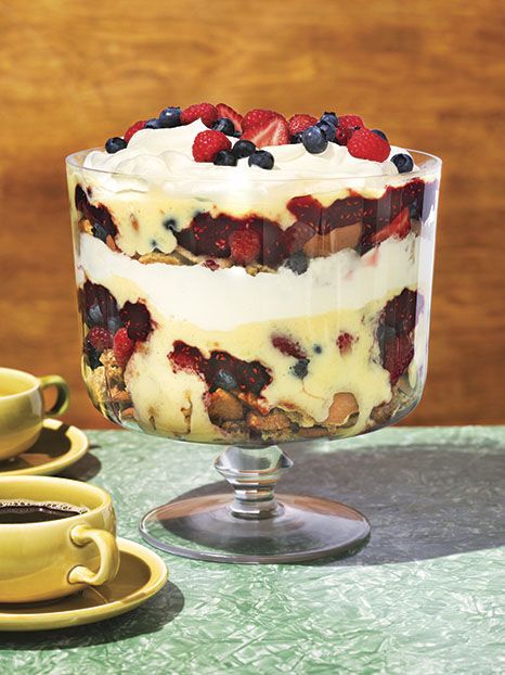 Trifle made from leftover cookies in a glass dish