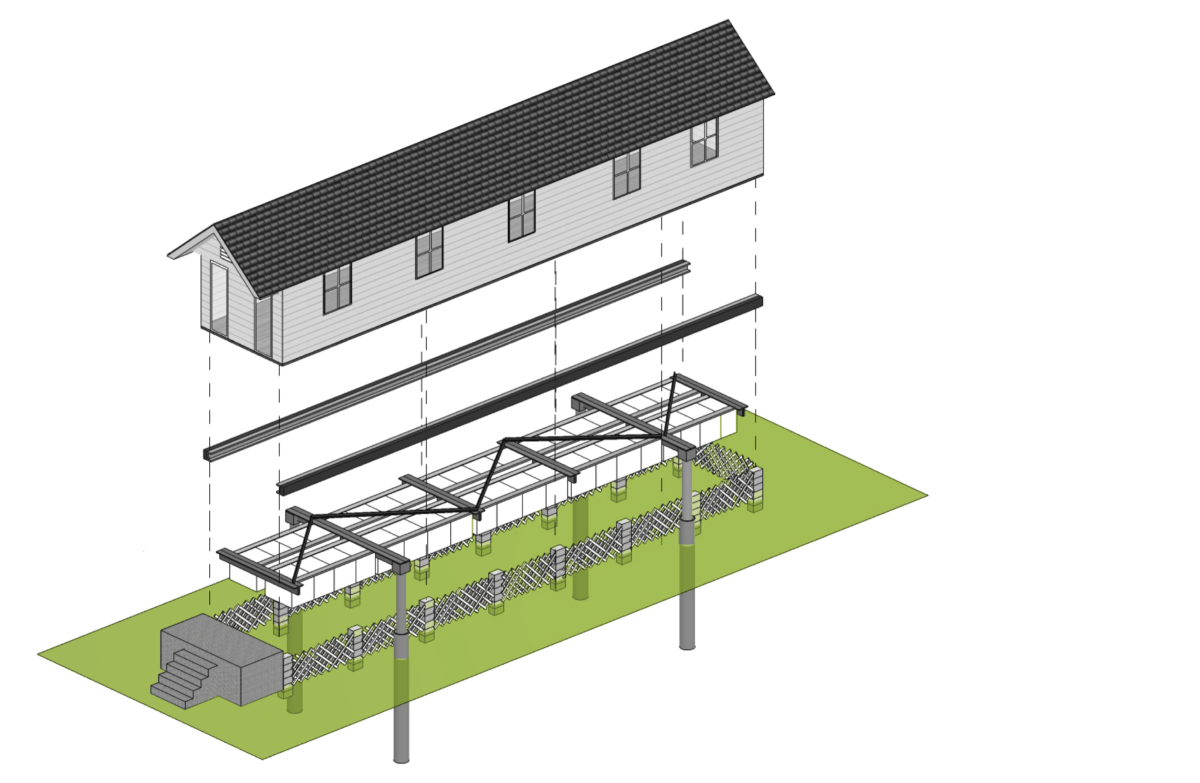 Floating building diagram