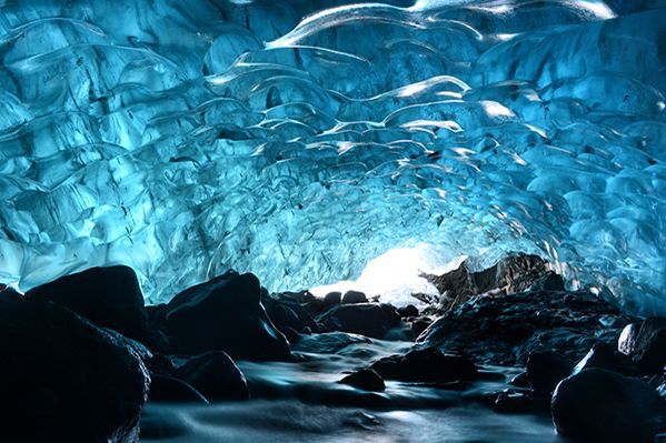 Entrance to the Vatnajökull glacier in Iceland.
