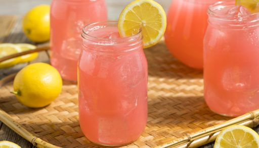 pink lemonade in mason jars