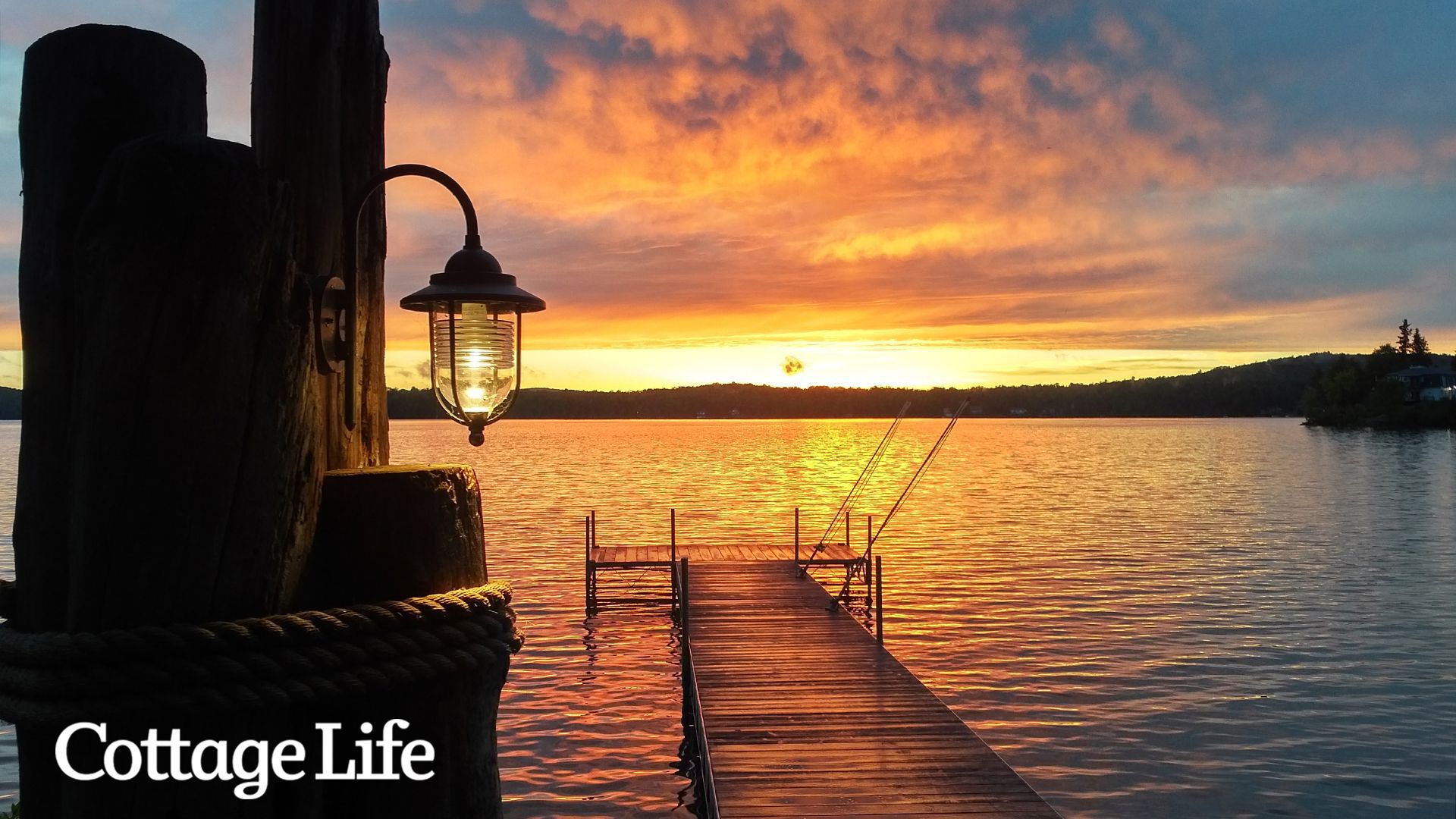 Dock highlighted by setting sun