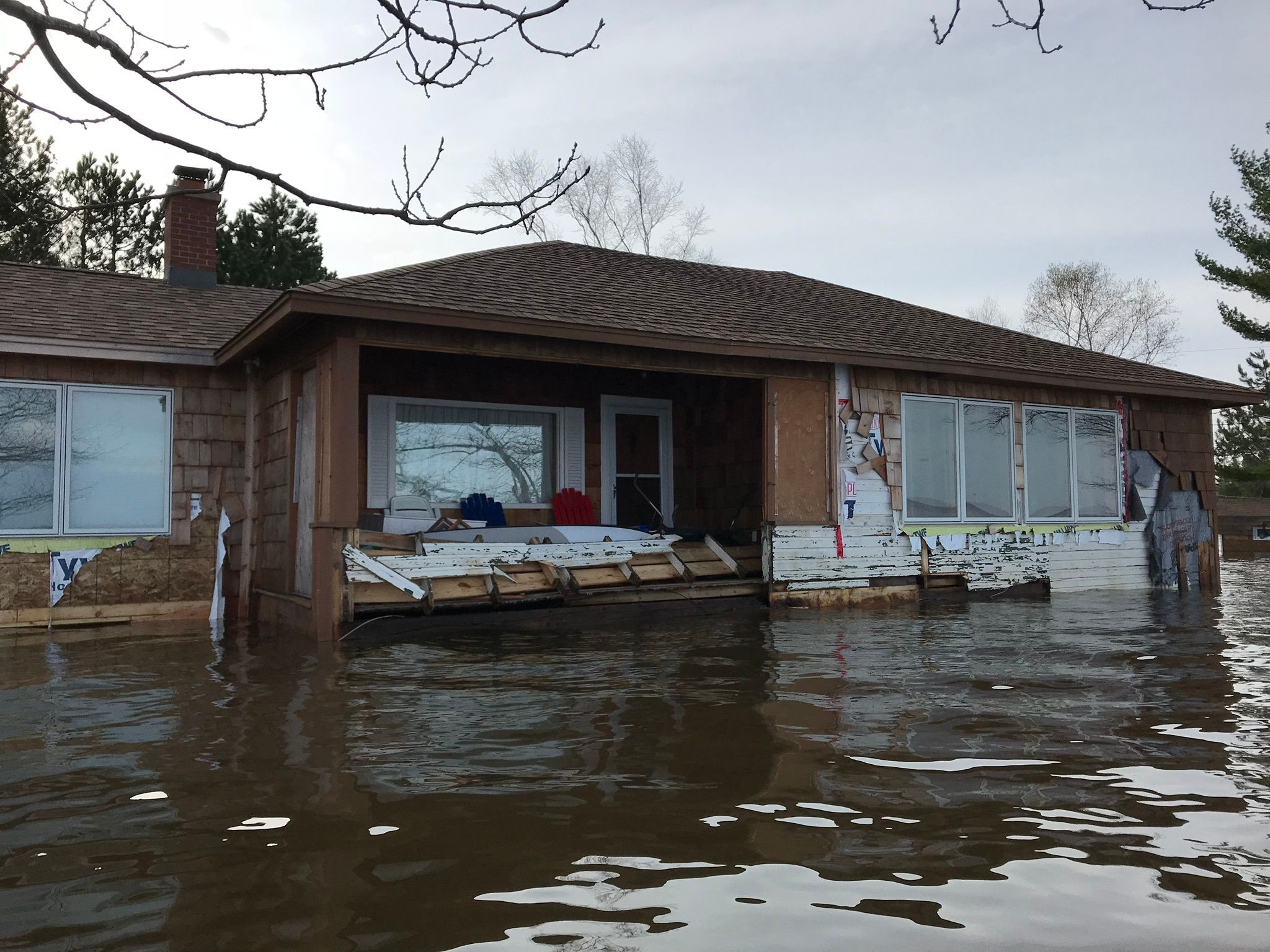 cottage during a flood