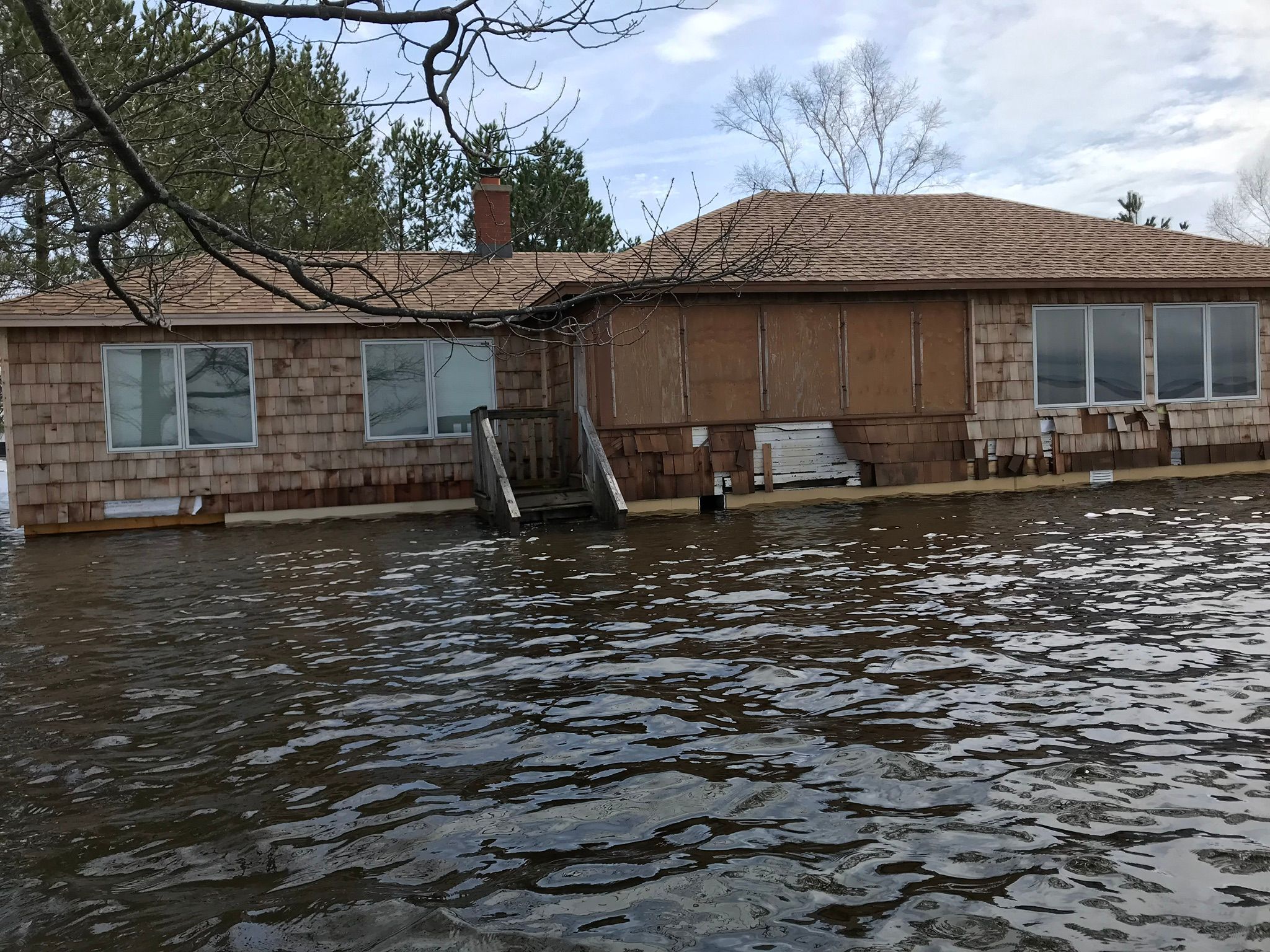 cottage during a flood