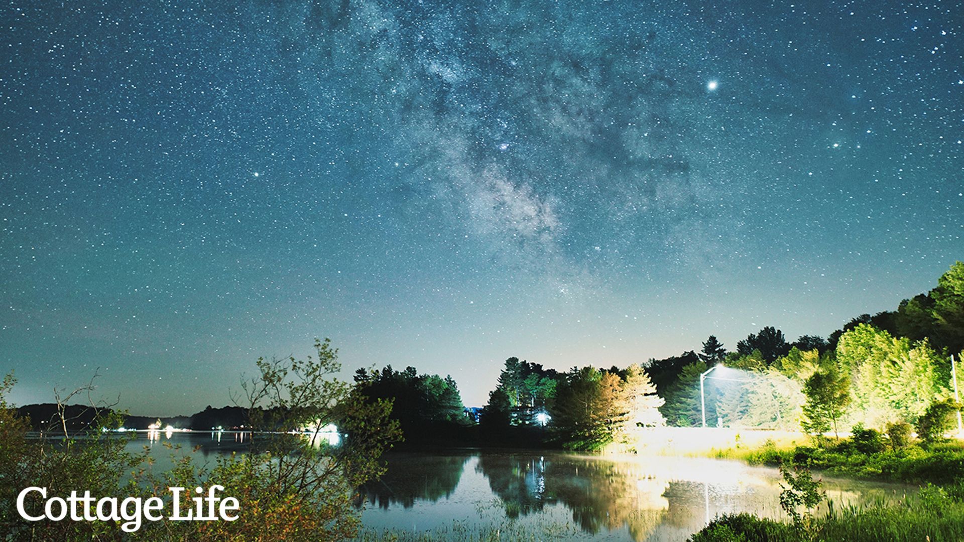 Starry skies by the lake