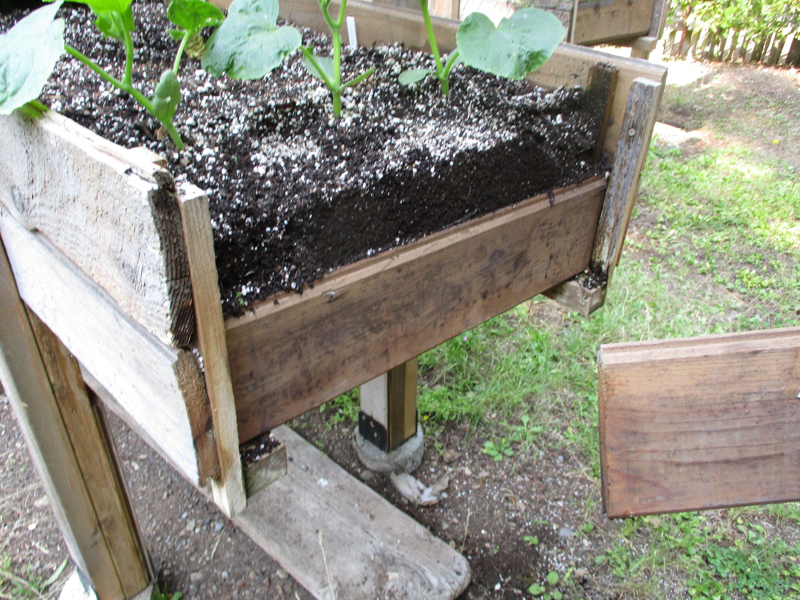 End view of DIY raised bed project