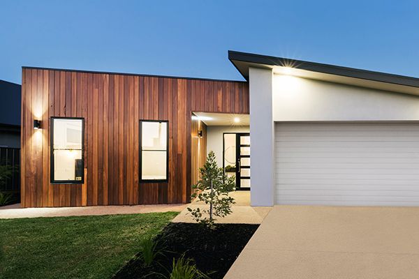Contemporary new Australian home with a shed roof.