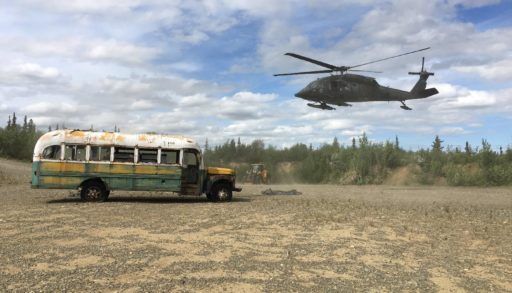 Chinook helicopter and into the wild bus