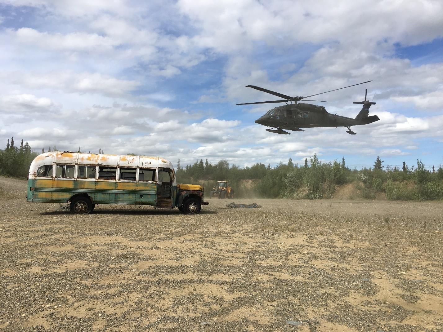 Chinook helicopter and into the wild bus