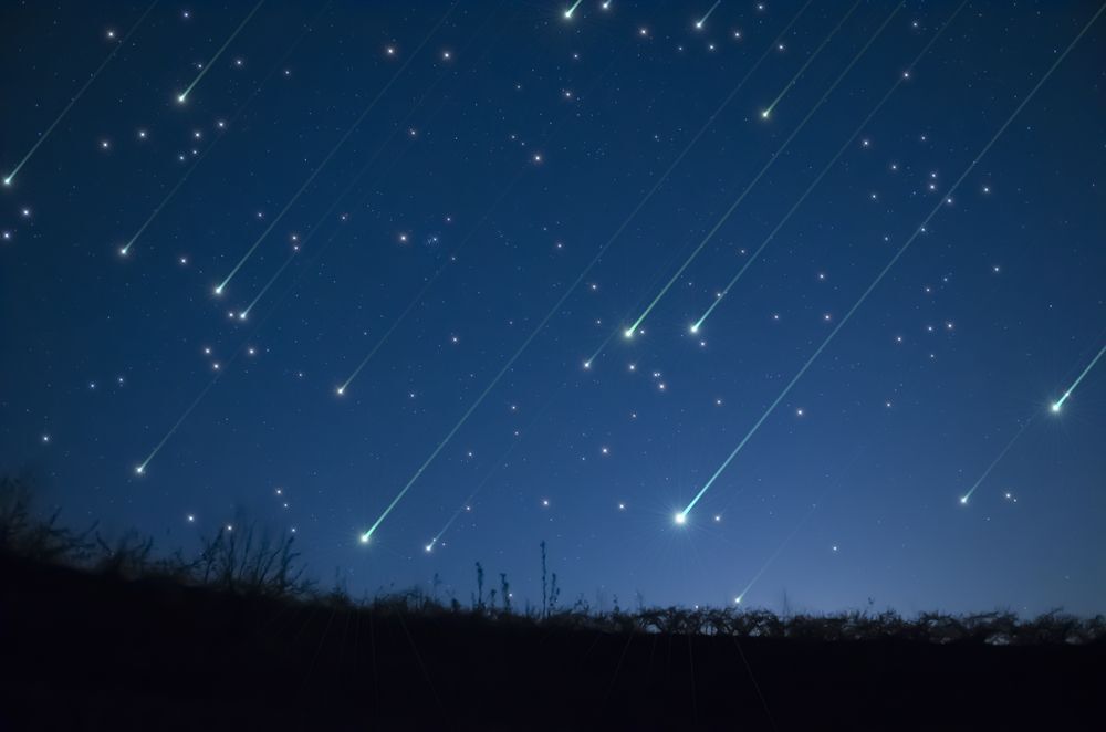 Meteor shower shooting stars