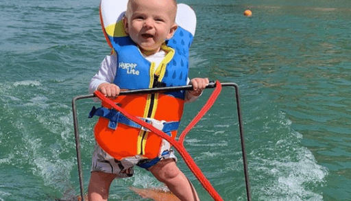 6 month old Rich Humpherys waterskiing on Lake Powel in Utah