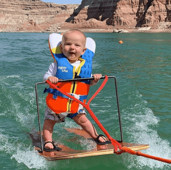 6 month old Rich Humpherys waterskiing on Lake Powel in Utah