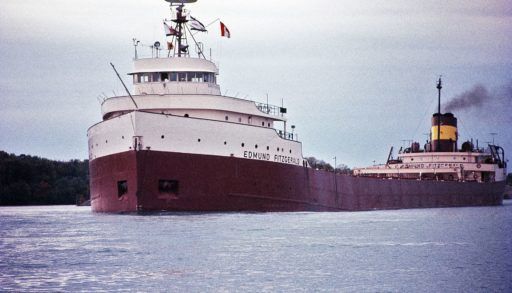 restored and colourized photo of the Edmund Fitzgerald shhip