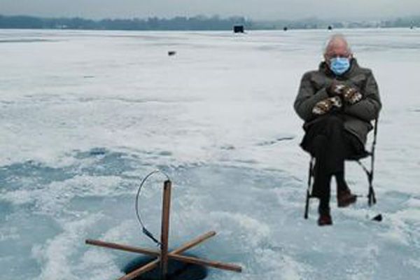 Bernie Sanders ice fishing