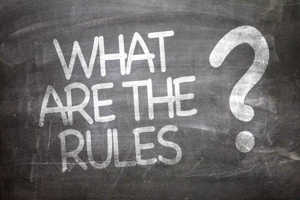 The words "What are the rules?" written in chalk