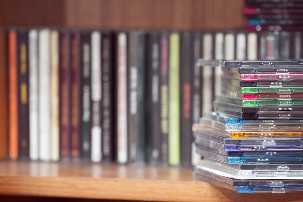 Rows of music cds on the shelf