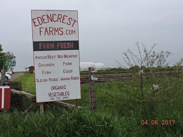 Business sign for Edencrest Farms