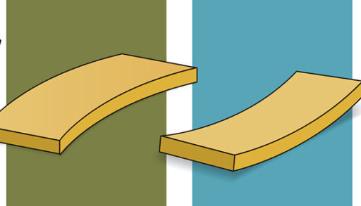 An illustration of four pieces of lumber, each curved differently.