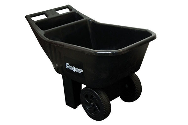 A black wheelbarrow.