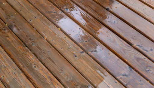 Close-up of wet wooden deck
