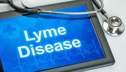 A medical tablet with the words Lyme disease on it