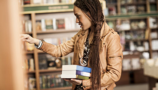 Woman looking in bookstore