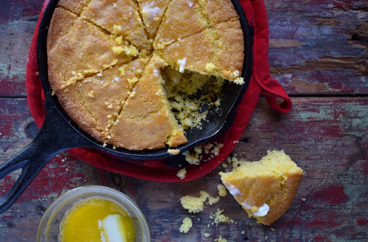 Cornbread in a skillet