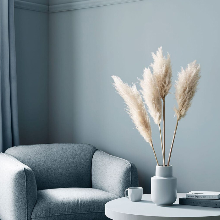 mid-blue paint in room, colour of the year