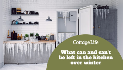 Open door fridge and frosen kitchen interior. 3d conceptual illustration