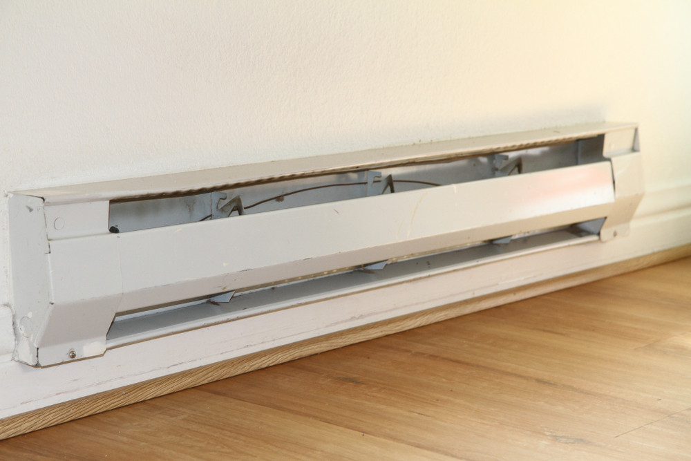 white baseboard heater, heating