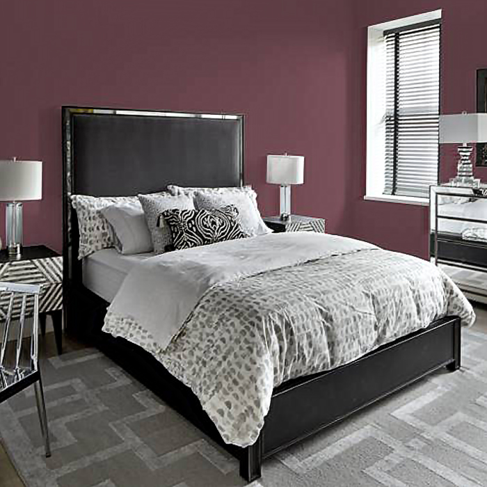 Rich plum paint in room, colour of the year