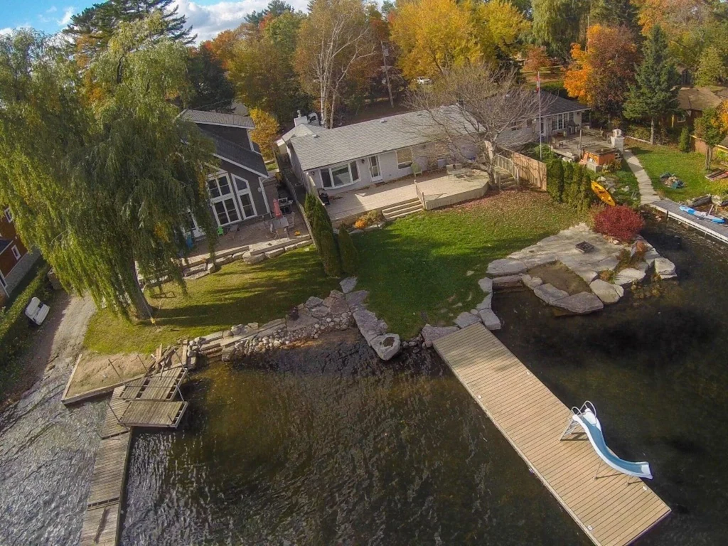 aerial view of cottage
