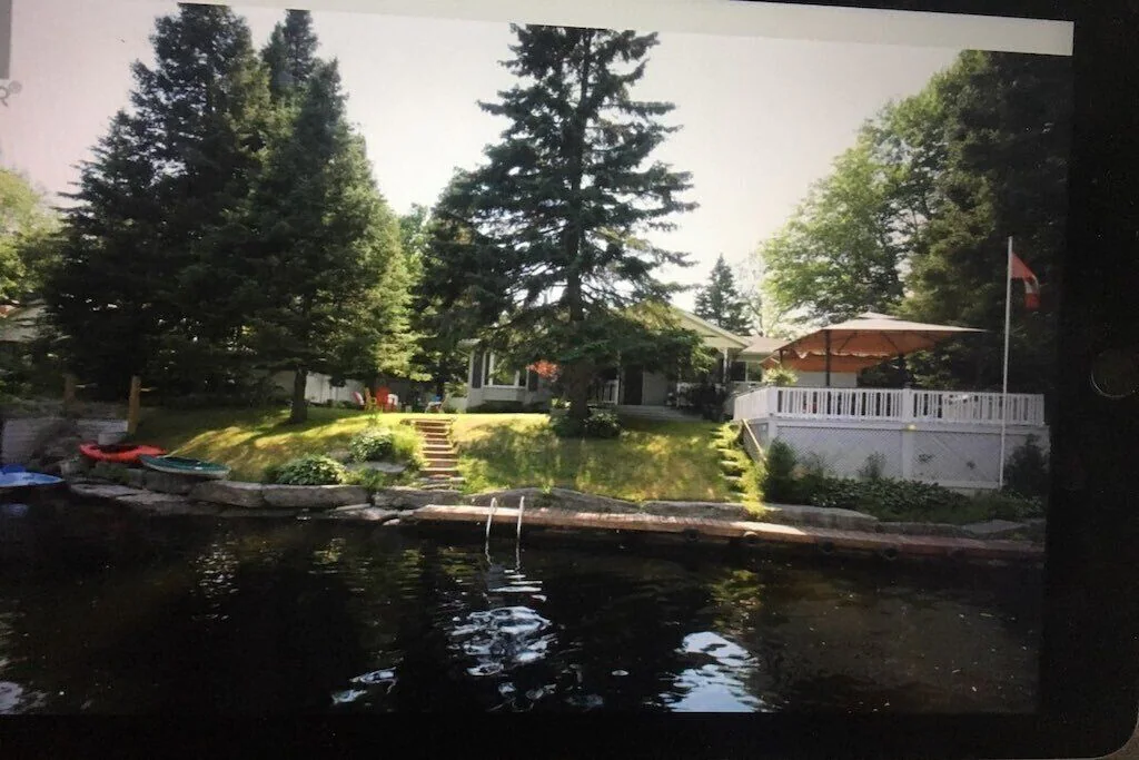 view of the cottage from the river