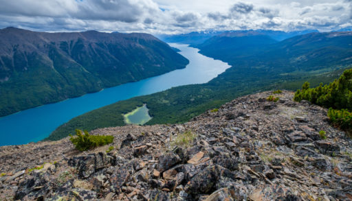View of Chilko Lake from Tullin Mountain in the Cariboo, B.C.