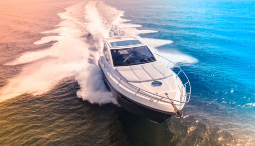 A powerboat speeding through the water