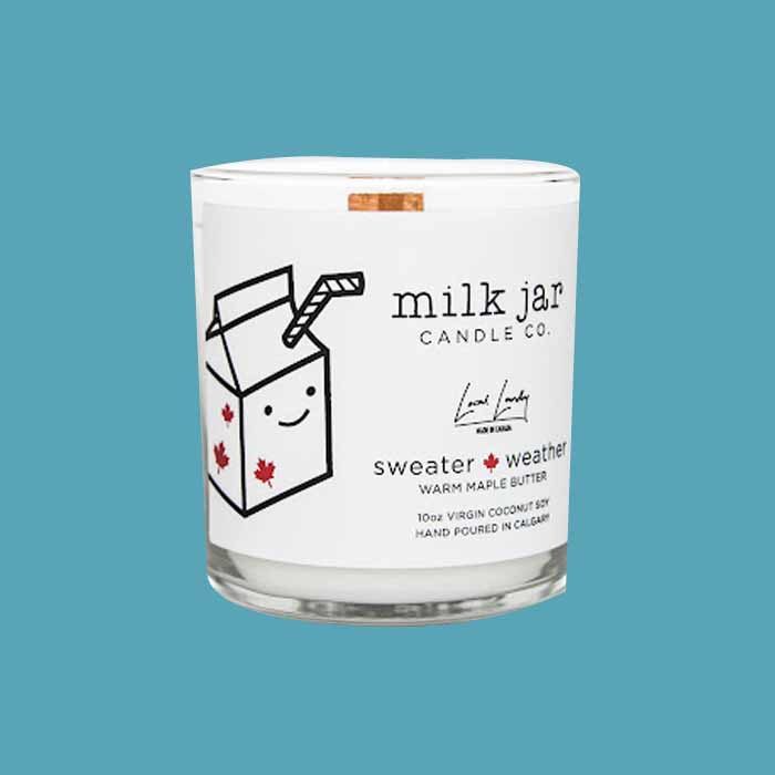 milk jar fall cottage candle