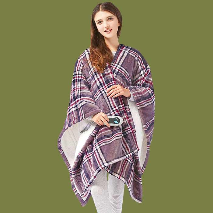 heated poncho keep warm at cottage