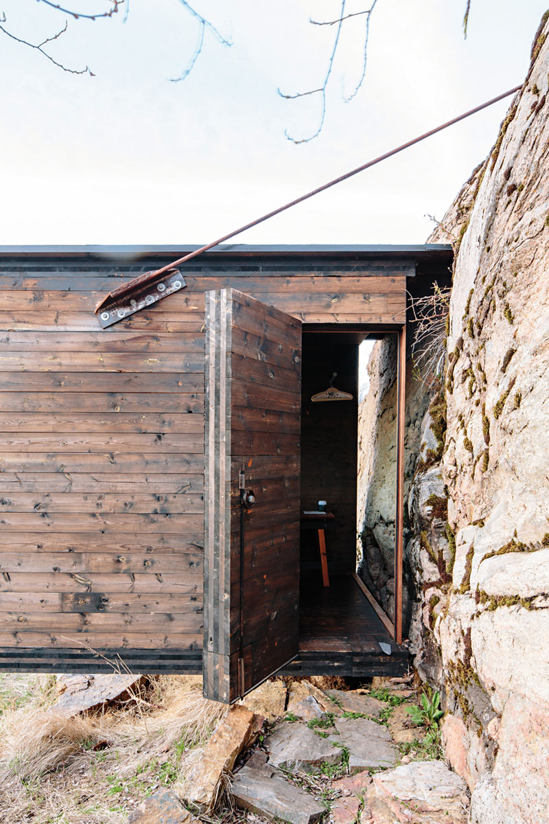 The Shire tiny cabin suspended from the rockface