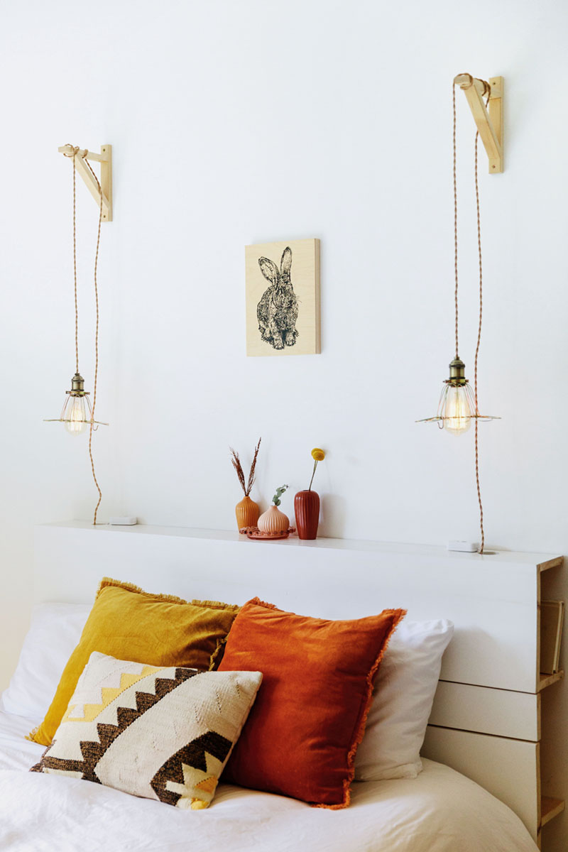 interior of one of the bedrooms at Raina + Wilson's shared cottage