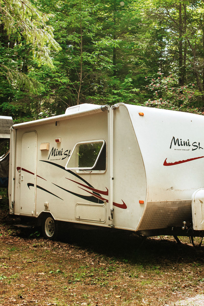 The outside of Lija Skobe's trailer