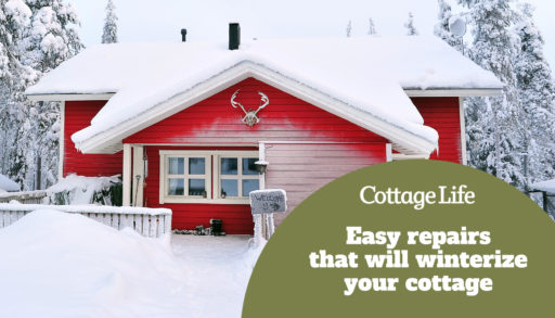 red wooden cottage in a snow landscape