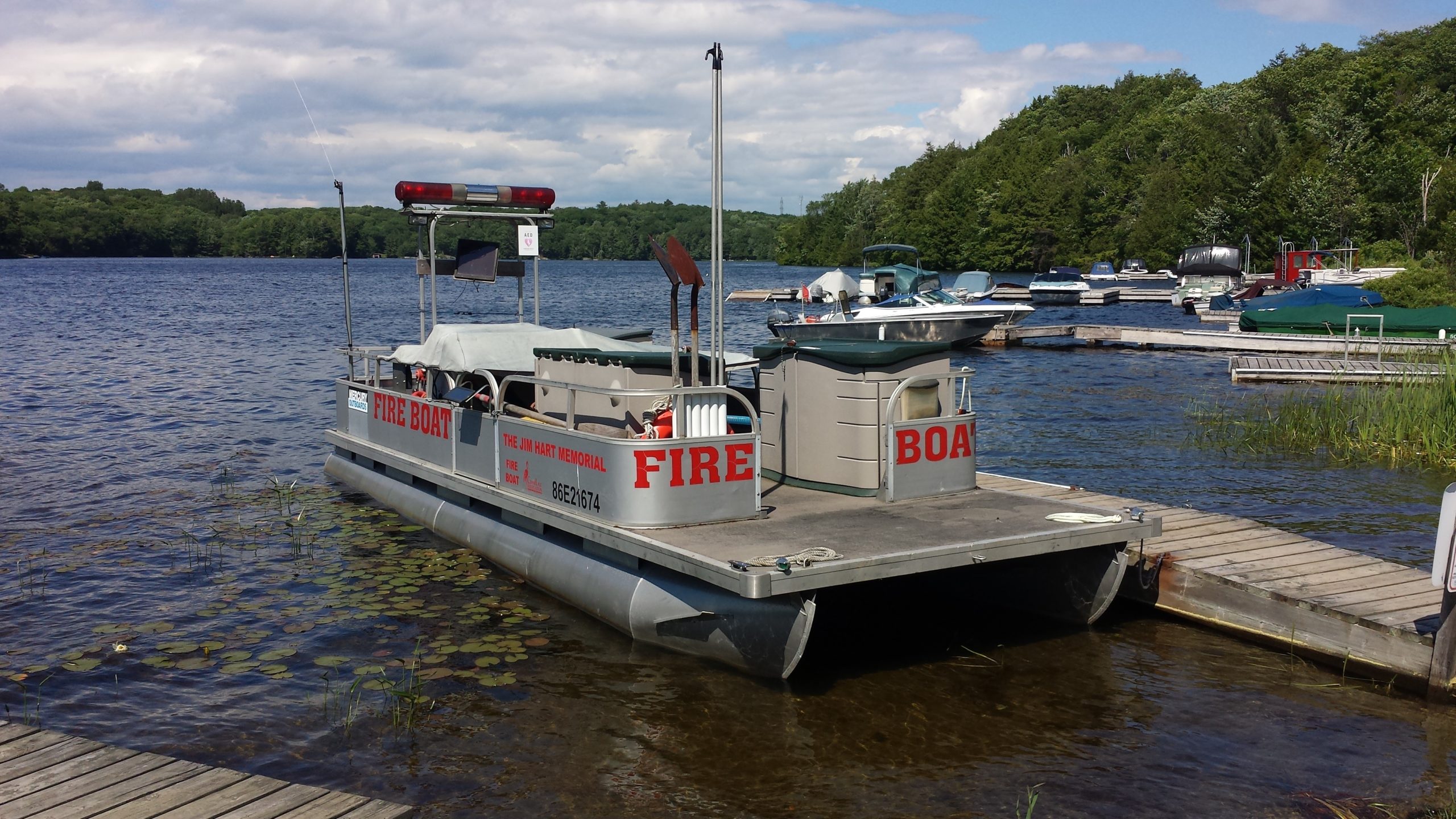 boat used for fighting fires at Crane Lake