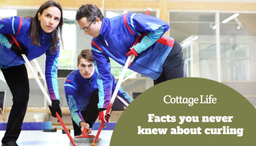 Curling, team playing on the ice.