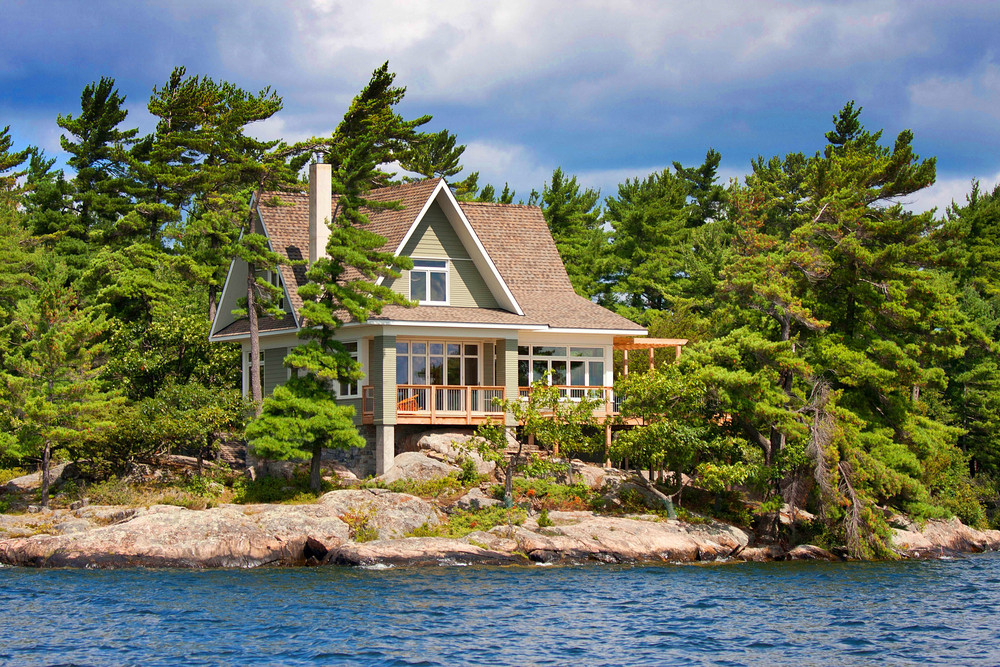 Wooden cottage on a lake