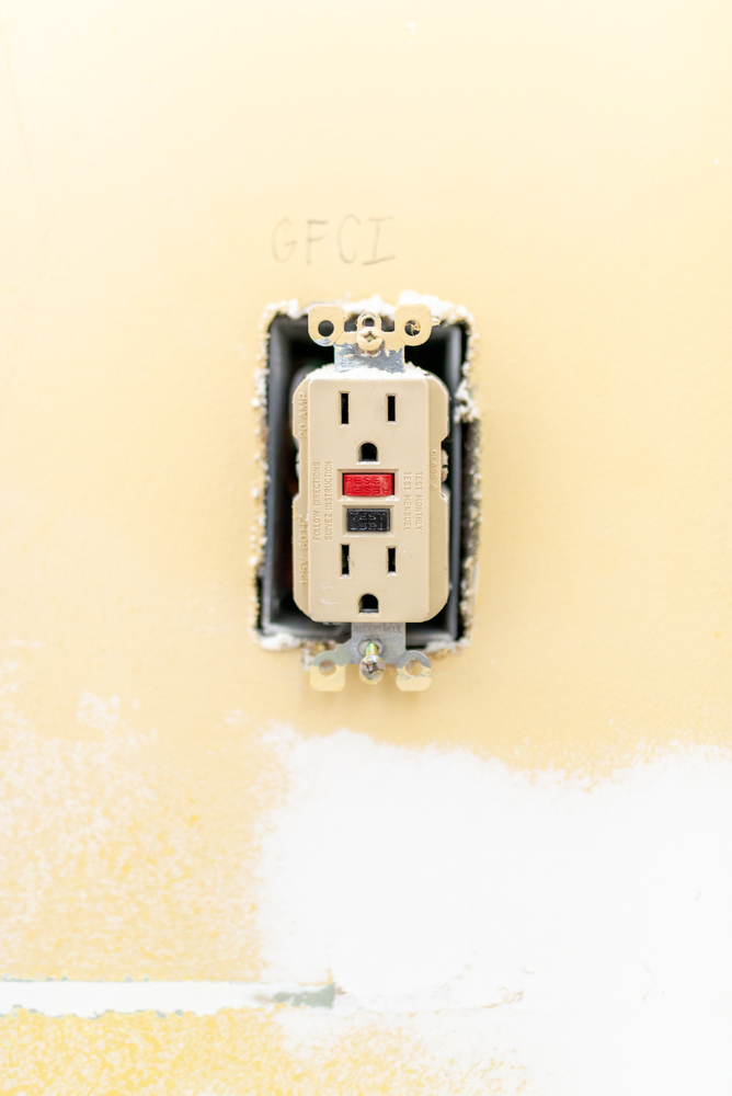 An exposed electrical outlet newly installed