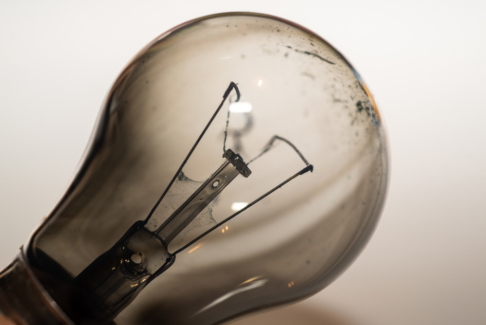 An old, burnt-out lightbulb