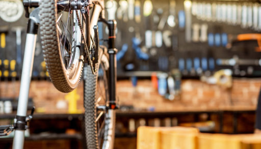 Bike on bike repair stand