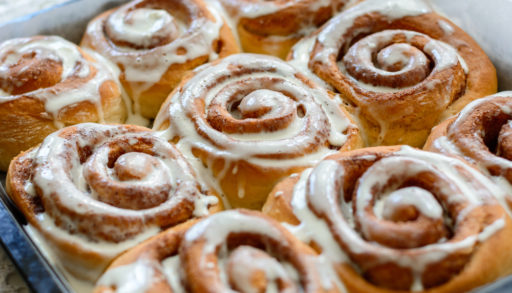 Cinnamon buns in a pan