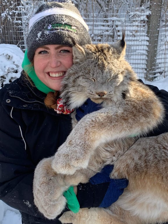Person holding a wild animal