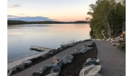 Ramp descending to the waterfront.