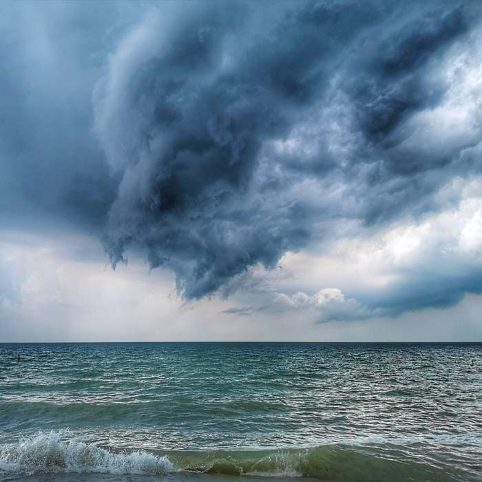 storm clouds hovering over lake erie